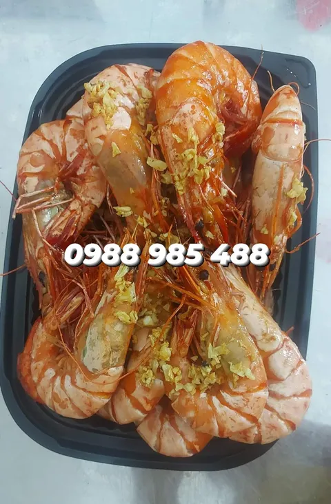 Tôm sú nướng muối ớt – món hải sản Thu Hoài, Nha Trang