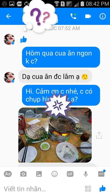 Khách hàng · Cua: Dạ cua ăn được lắm ạ.