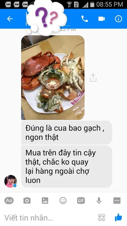 Khách hàng · Cua gạch: Đúng là cua bao gạch, ngon thật. Mua trên đây tin cậy thật, chắc không quay lại hàng ngoài chợ luôn.