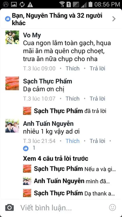 Vo My · Cua gạch: Cua ngon lắm, toàn gạch, hôm qua mải ăn mà quên chụp ảnh.