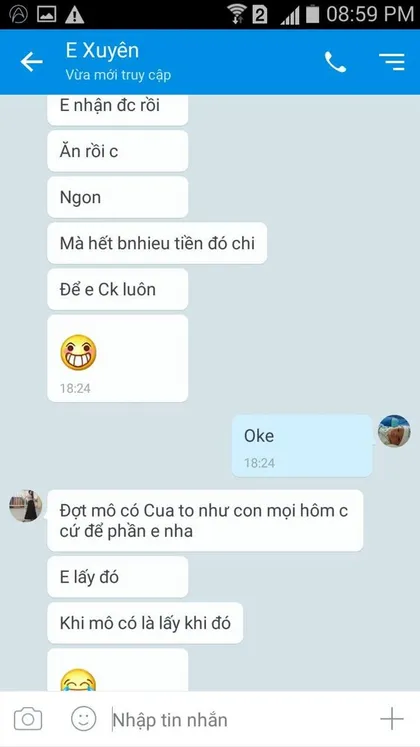 E Xuyên · Cua: Ngon. Đợt nào có cua to như con hôm trước chị cứ để phần em nha.