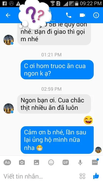 Khách hàng · Cua: Ngon bạn ơi. Cua chắc, thịt nhiều, ăn đã luôn.