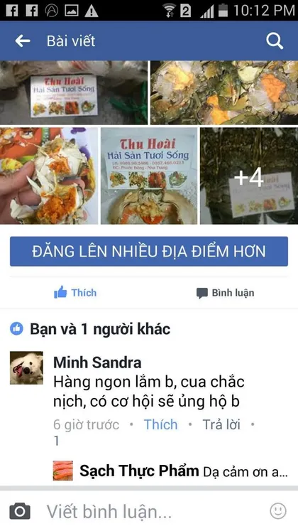 Minh Sandra · Cua: Hàng ngon lắm bạn, cua chắc nịch, có cơ hội sẽ ủng hộ bạn.