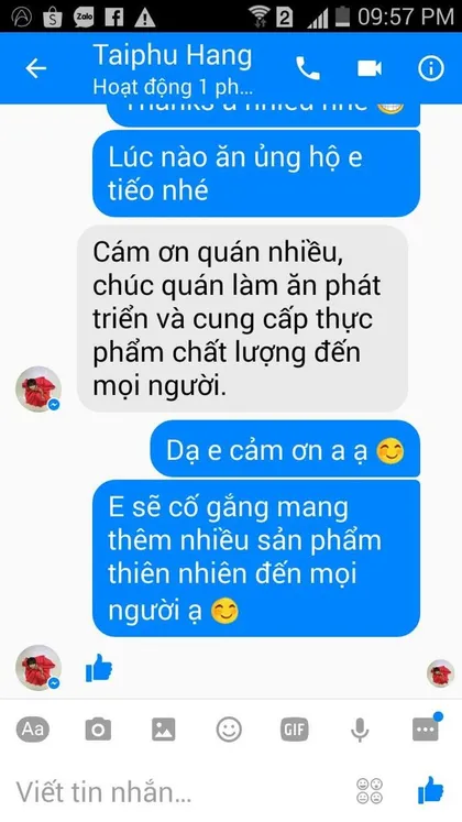 Taiphu Hang: Cám ơn quán nhiều, chúc quán làm ăn phát triển và cung cấp thực phẩm chất lượng đến mọi người.