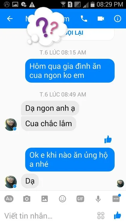 Khách hàng · Cua: Dạ ngon anh ạ, cua chắc lắm.